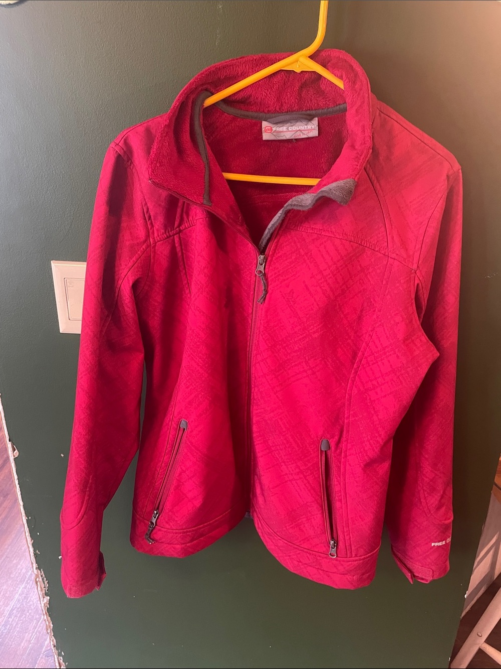 Free Country Red Full-Zip Utility Fleece Lined Jacket Size Grand (Large)